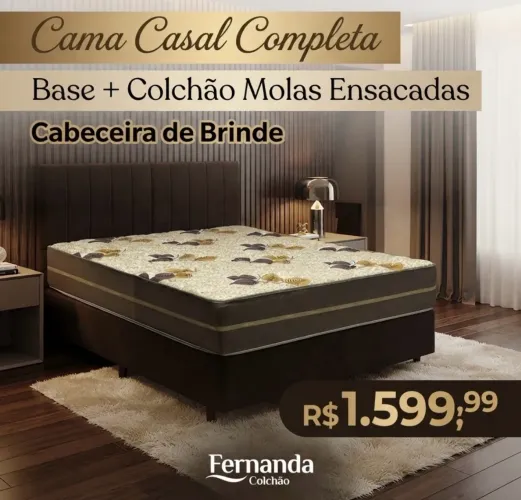 CAMA BOX CASAL MOLAS ENSACADAS COMPLETA CABECEIRA DE BRINDE