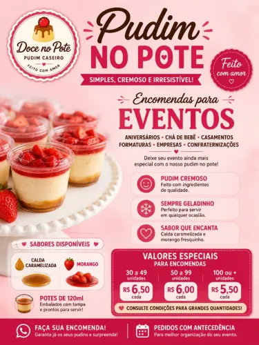  PUDIM NO POTE PARA FESTAS E EVENTOS 