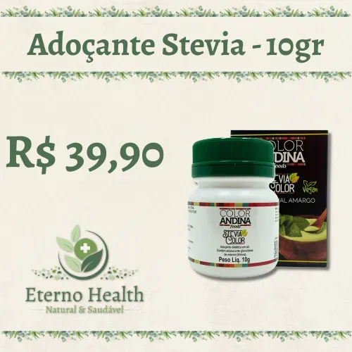 Adoçante Stevia em Pó Natural Color Andina Zero Açúcar Dieta Diabéticos Sem Calorias