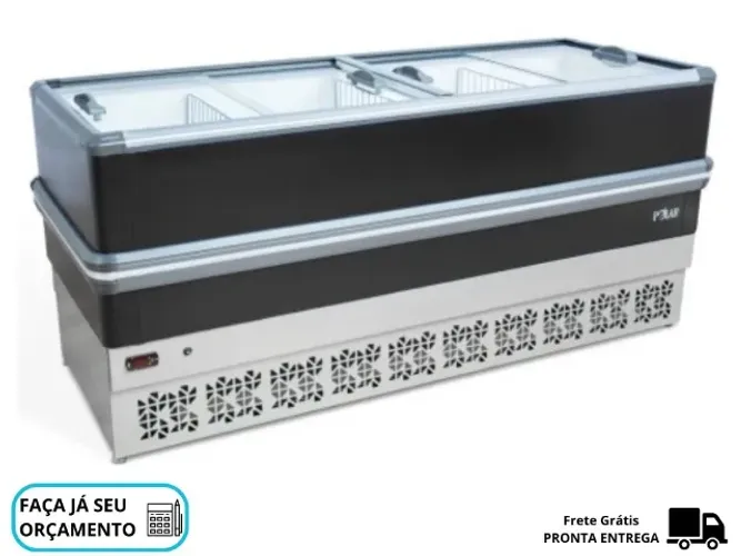 Ilha De congelados Preta vidro reto Polar 2 m