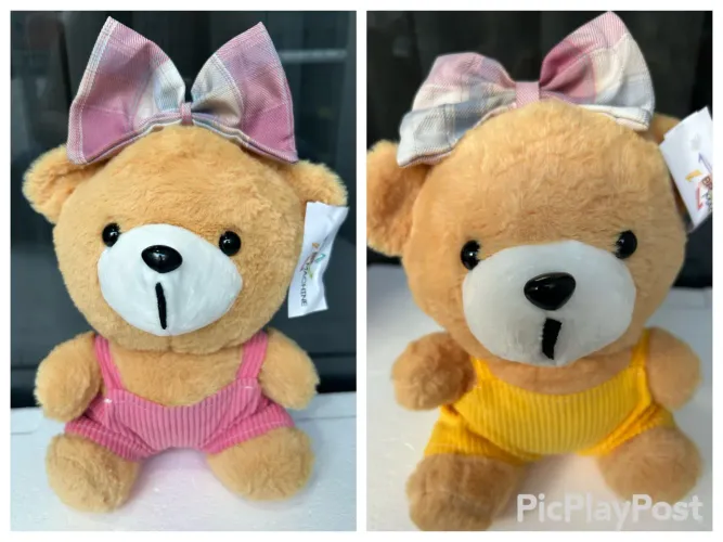 Urso com macacão Rosa ou Amarelo BR Machine