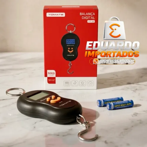 Balança Digital Portátil com Gancho peso Até 50Kg para Malas, Bagagem, Peixe, Viagem