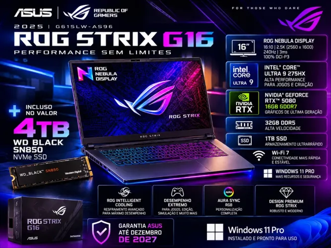 ASUS ROG Strix G16 2025 | RTX 5080 16GB | Ultra 9 | 32GB RAM | SSD 5TB