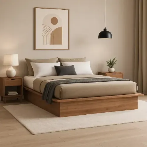 Cama Casal ou Queen Minimalista Insdustrial Oriental