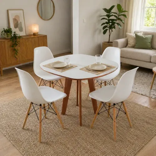 Mesa Jantar Orgânica 4 Lugares 80cm Pé Palito Sem Cadeiras