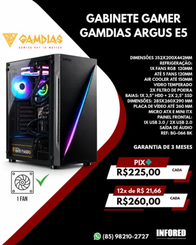 Gabinete Gamer Gamdias Argus E5