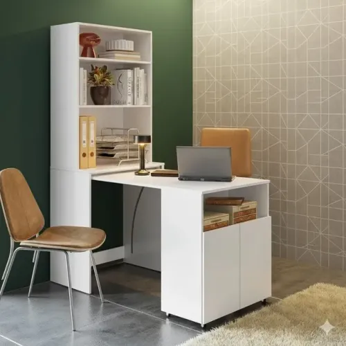 Mesa Dobrável Bancada Armário Cantinho do Café Dueto - Branco
