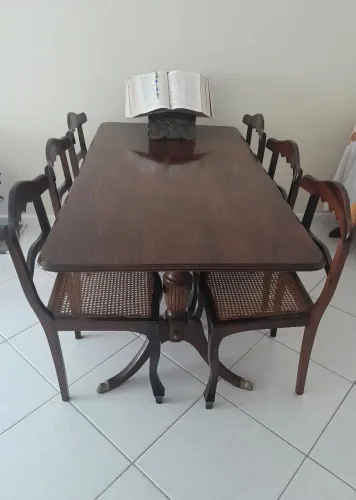 MESA JANTAR EM JACARANDÁ C/ 6 CADEIRAS - JACARANDÁ