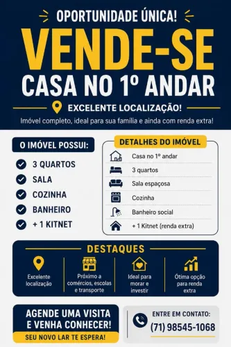 Vendo casa no 1°andar