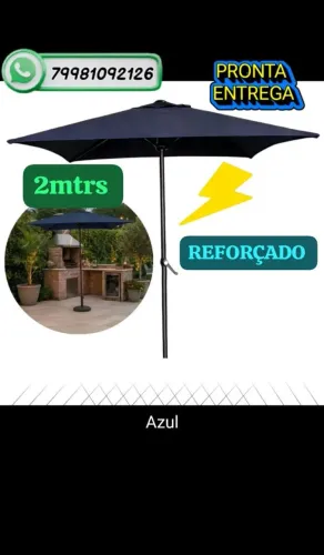 Guarda sol ombreiro, grande 2mtrs, reforçado, com manivela arme e desarme. Novo