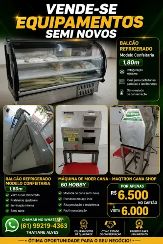 ? Balcão Refrigerado 1,80m + Máquina de Moer Cana Maqtron Semi Novos