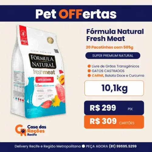 Ração Fórmula Natural Fresh Meat Gatos Castrados Carne 10,1kg