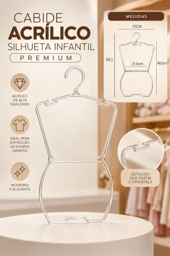 Cabide Acrílico Silhueta Infantil Premium