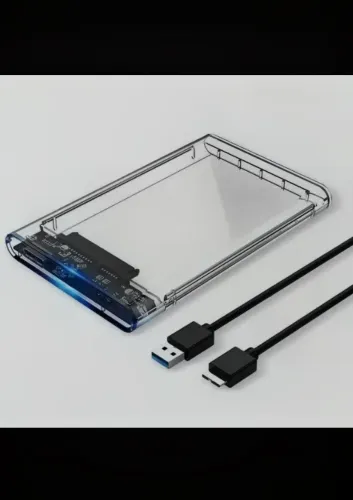 Case externa para SSD/HD Sata 2.5 transparente com USB 3.0 com cabo destacável.