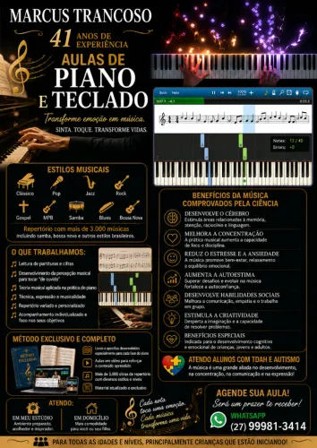 Aulas de piano e teclado - Homestudio
