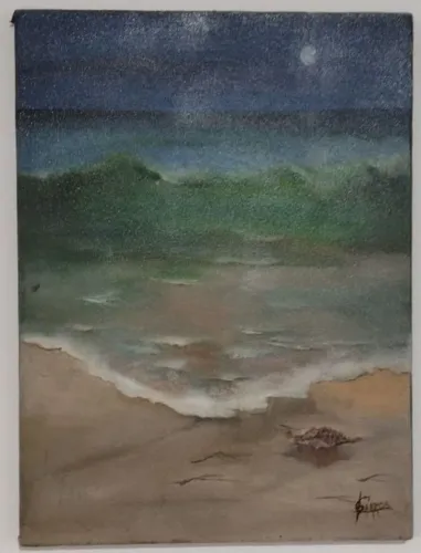 Quadro Pintura Óleo - Luar na Praia