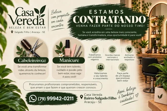Cabeleireiro, Manicure, Colorista e Terapeuta Capilar