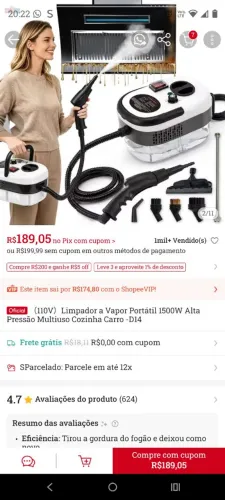 Máquina de limpeza a vapor portátil 60 reais