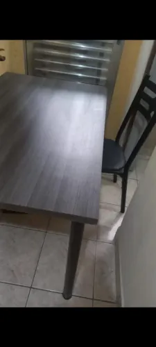 Mesa - Retangular - Jantar - Refeições - Bancada - c 4 cadeiras - Cinza c preto - Seminova
