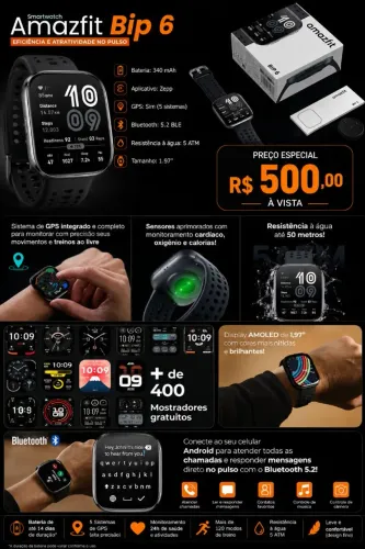 Amazfit Bip 6 Azul novinho 1 mês de uso