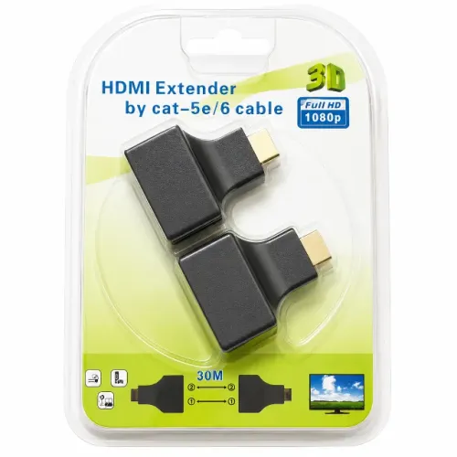 Extensor HDMI Via Cabo De Rede Cat5e Cat6 Full HD 1080p Até 30 Metros RJ45 pode retirar no