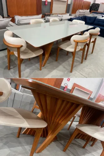 MESA DE JANTAR ALTO PADRÃO LEQUE (ENTREGA GRÁTIS)