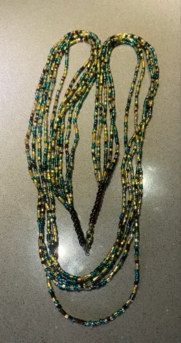 Colar delicado de contas-miçangas, 5 fios, estilo Boho e hippie