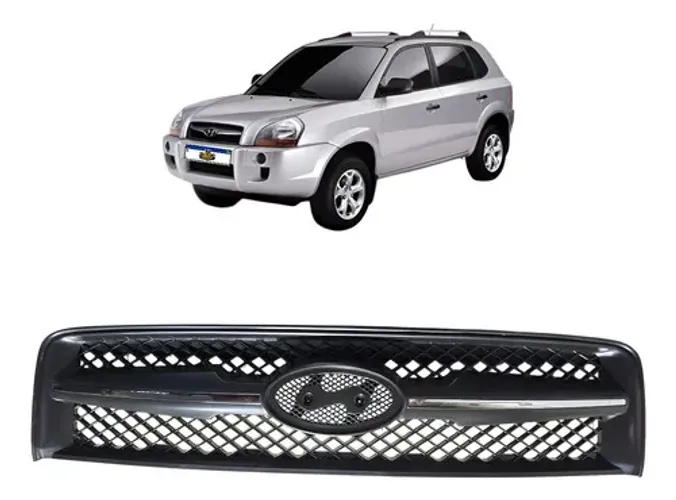 Grade Radiador Hyundai Tucson 2005 A 2016 Com Friso Cromado Preto