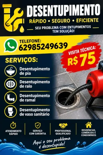 Desentupimento em Anápolis | Pia, Ralo, Ramal e Vaso Sanitário