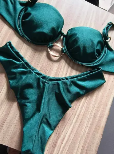 Biquíni Verde bandeira P meia taça