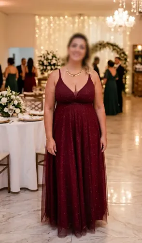 Vestido Longo Elegante Marsala para Festas e Casamentos Tam M, veste G (Elasticidade)