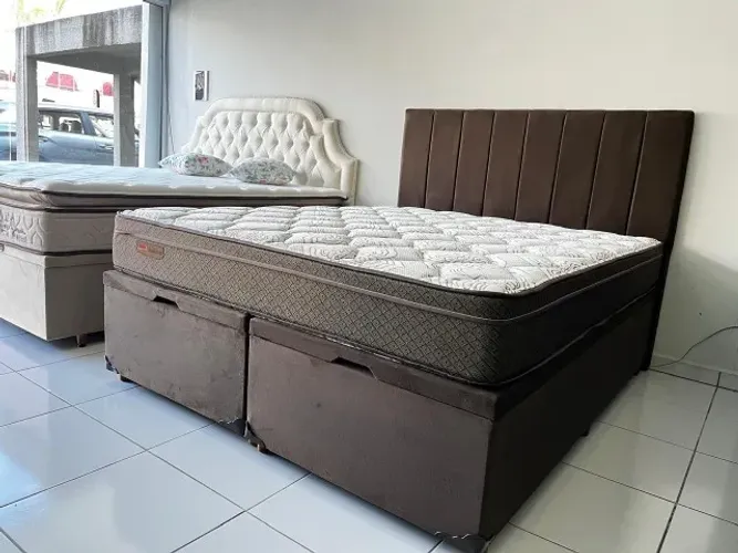 Cama Box com Baú Nova Queen Colchão Molas Ensacadas Palemax +Cabeceira Entrega Imediata!