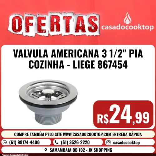 VALVULA AMERICANA 3 1/2" PIA COZINHA - LIEGE 867454