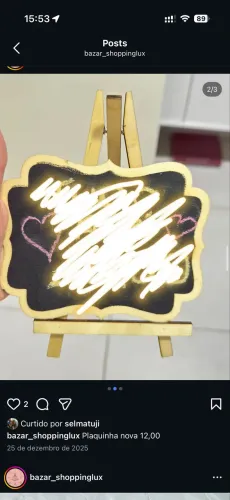 Plaquinha quadro 15,00 nova