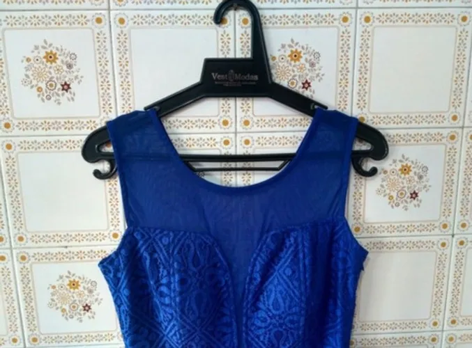 Vestido Longo de Festa Tomara que Caia Azul Royal Tam P.