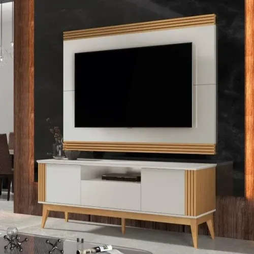 Rack + Painel Morgana 1,80m Para TV Até 75'' Ripado! Frete + Montagem Grátis