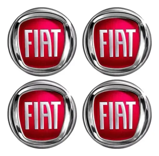 Sub Calota 48mm - Fiat Cromado Vermelho 4 Peças - Emblemax