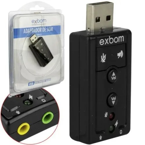 Placa de Som Externa áudio USB pra Computador ou Notebook entrada para Fone e microfone