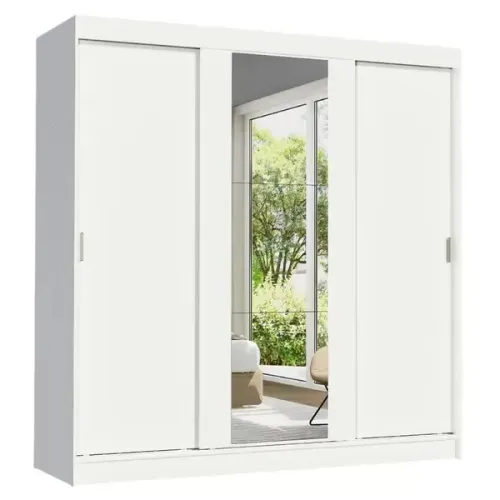 Guarda-Roupa Casal Madesa Reno 3 Portas de Correr com Espelho