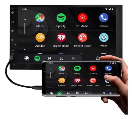 Central Multimídia Espelhamento iOS Android MP3 MP4 MP5 Bluetooth USB SD FM AUX