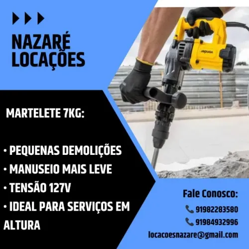 Marteletes 5/7/16/21kg para locação/aluguel