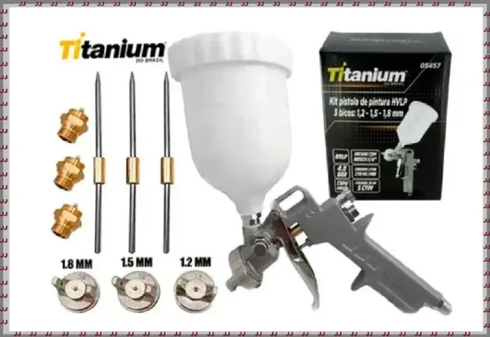 Titanium - Pistola de gravidade 600ml com 3 bicos