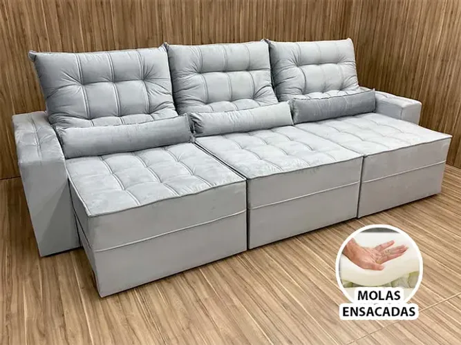 Sofá Retrátil Reclinável 3,20m Molas Ensacadas a654
