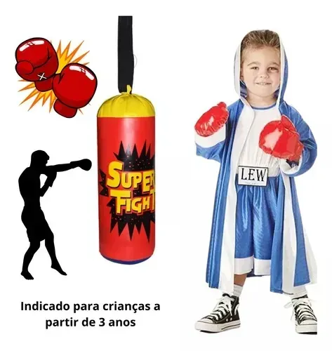 kit saco boxe infantil 31x11cm well kids wb7955