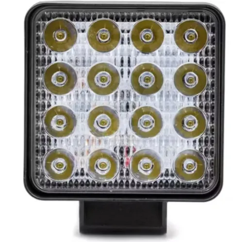Farol De Milha Auxiliar 48w Quadrado 6000k 16 Leds 12v + suporte