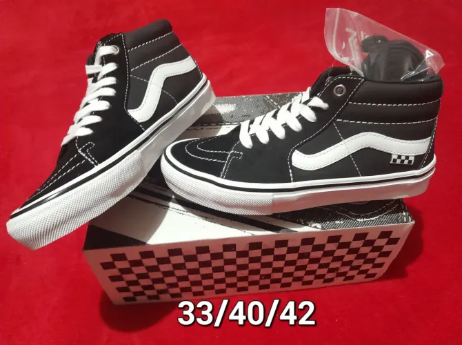 Tênis VANS MID GROSSO BLACK WHITE Tam 33