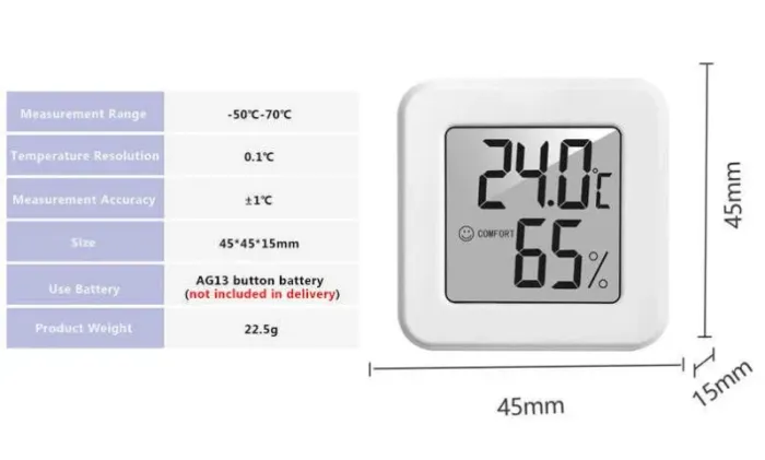 Termohigrometro Mini interno lcd temperatura e umidade   Arduino Automação COD-AP120  