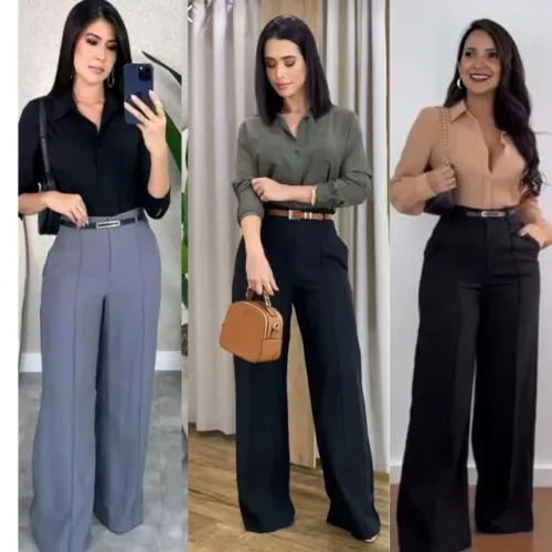 Conjunto Pantalona e Camisa Alfaiataria | Look Chique e Profissional para Trabalhar