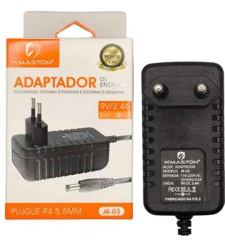 Fonte Adaptador de Alimentação 9V 2A Plugue P4 5,5MM - Novo