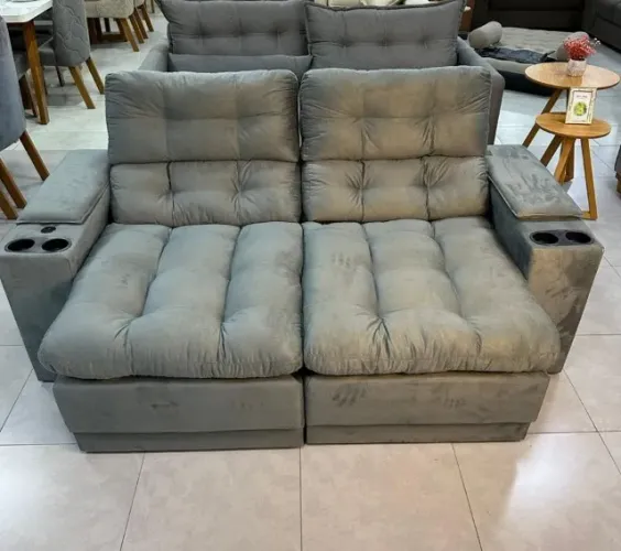 Sofá Retrátil e Reclinável BestHouse 2,05m Porta Copo e USB ENTREGA RÁPIDA!